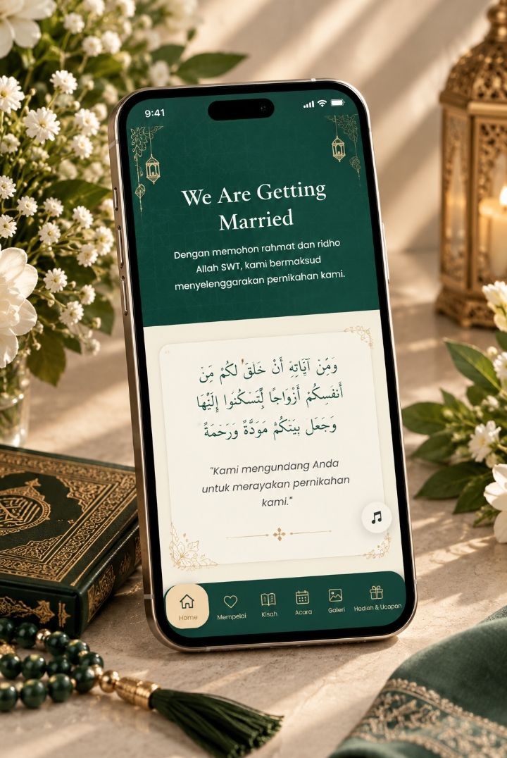Tema undangan pernikahan digital royal love
